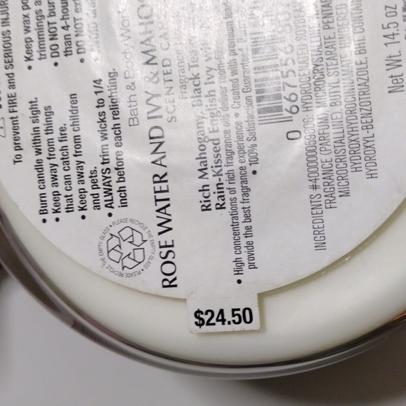 Bath & Body Works Blends Rose Water & Ivy + Mahogany Teakwood 3 Wick Candle NWT - Picture 6 of 6